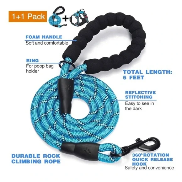 Blue Dog Harness and Leash Set - Picture 2 of 9